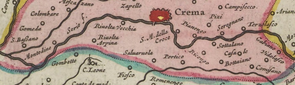 Il Serio nel cremasco nella carta "Territorio di Brescia et di Crema" di Joan Blaeu, Amsterdam, 1665 